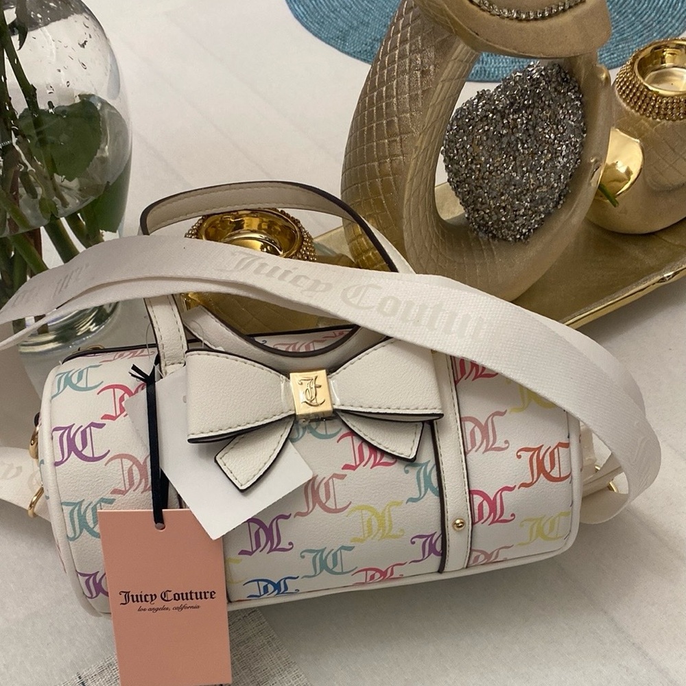 🩷🩵🧡Juicy Couture 🧡🩵🩷NWT White Multicolor Logo Women's Bag